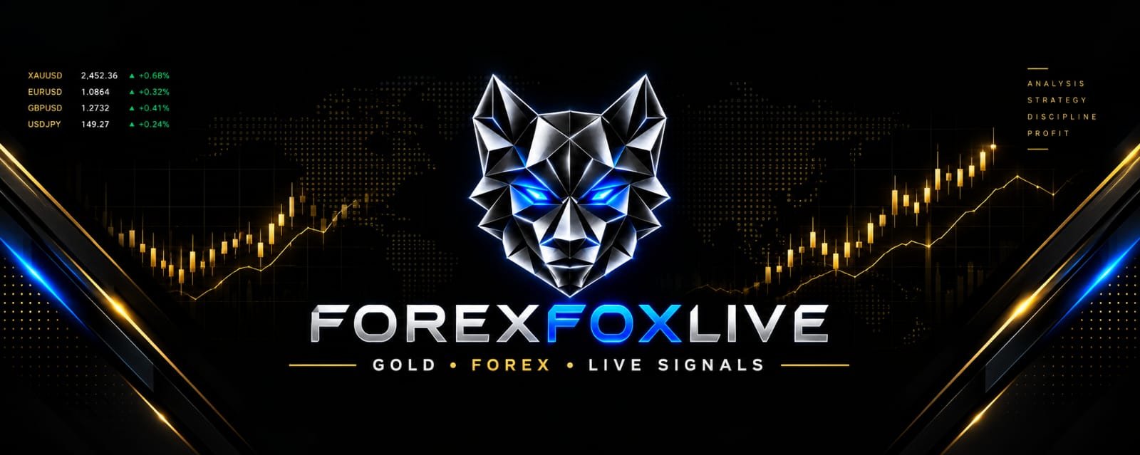 ForexFoxEye wolf mark with gold trading chart visual